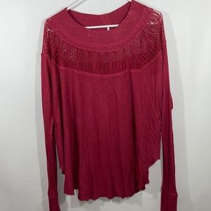 Free People Long Sleeved Waffle Knit Style Top